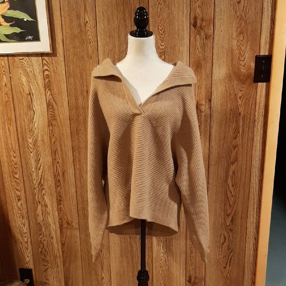 🥀NWT BiBi Tan V-Neck Long-Sleeved Sweater (XL)🥀